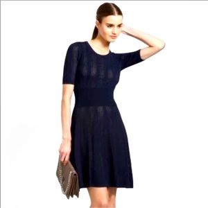 BCBGMAXAZIRA Navy Knit A-Line Dress